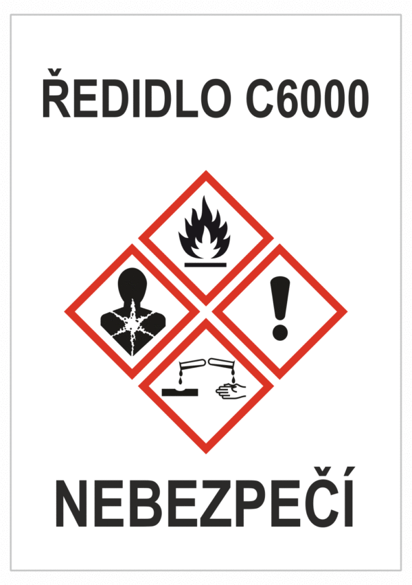 Značení nebezpečných látek a obalů - GHS štítky s názvem: Ředidlo C6000 / Nebezpečí
