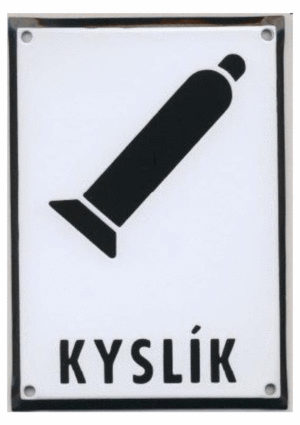 Smaltovaná tabulka - Symbol s textem: "Kyslík"