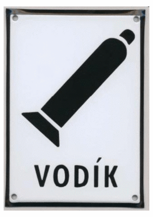 Smaltovaná tabulka - Symbol s textem: "Vodík"