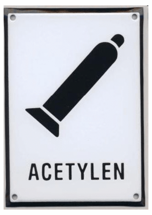 Smaltovaná tabulka - Symbol s textem: "Acetylen"