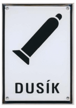 Smaltovaná tabulka - Symbol s textem: "Dusík"