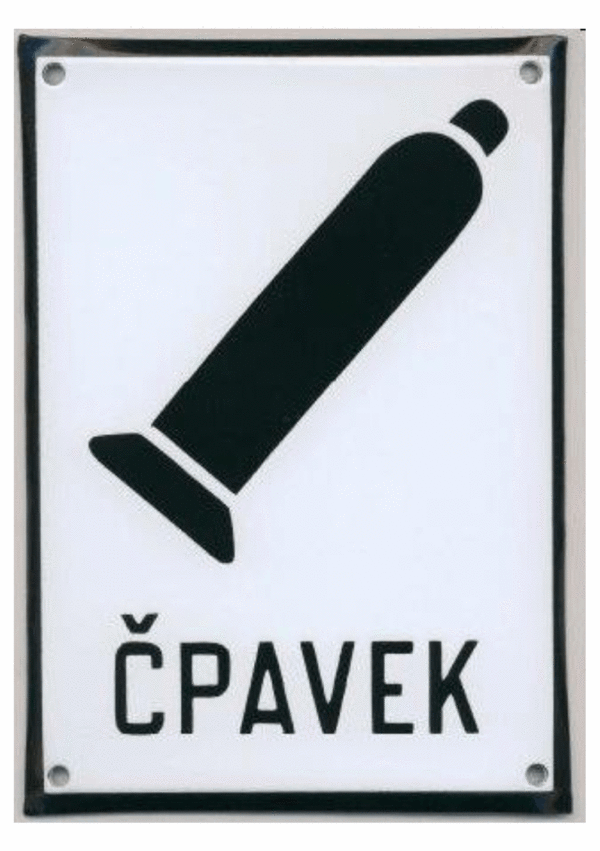 Smaltovaná tabulka - Symbol s textem: "Čpavek"