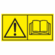 Značení strojů dle ISO 11 684: Kombinovaný štítek - Výstraha / Před manipulaci si přečti návod (Horizontální)