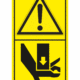 Značení strojů dle ISO 11 684 - Kombinovaný štítek: Výstraha / Nebezpečí zmáčknutí ruky shora (Vertikální)