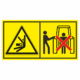 Značení strojů dle ISO 11 684 - Kombinovaný štítek: Nebezpečí stlačení ze strany / Nevstupuj pracovního prostoru stroje (Horizontální)