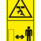 Značení strojů dle ISO 11 684 - Kombinovaný štítek: Nebezpečí stlačení shora / Dodržuj bezpečnou vzdálenost (Vertikální)