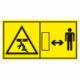 Značení strojů dle ISO 11 684 - Kombinovaný štítek: Nebezpečí stlačení shora / Dodržuj bezpečnou vzdálenost (Horizontální)