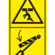 355050 | KRIŽAN - safetyshop Značení strojů dle ISO 11 684 - Kombinovaný štítek: Nebezpečí stlačení shora / Zajisti hydraulický zvedací válec před vstupem do prostoru stroje (Vertikální)