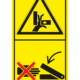 Značení strojů dle ISO 11 684 - Kombinovaný štítek: Nebezpečí rozdrcení ruky / Nesahej za chodu do prostoru stroje (Vertikální)