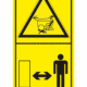Značení strojů dle ISO 11 684 - Kombinovaný štítek: Nebezpečí posekání při jízdě vpřed / Dodržuj bezpečnou vzdálenost (Vertikální)