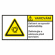 Značení strojů dle ISO 3864-2 - Varování: "Zařízení se spouští automaticky. / Zablokujte a odstavte před servisem."