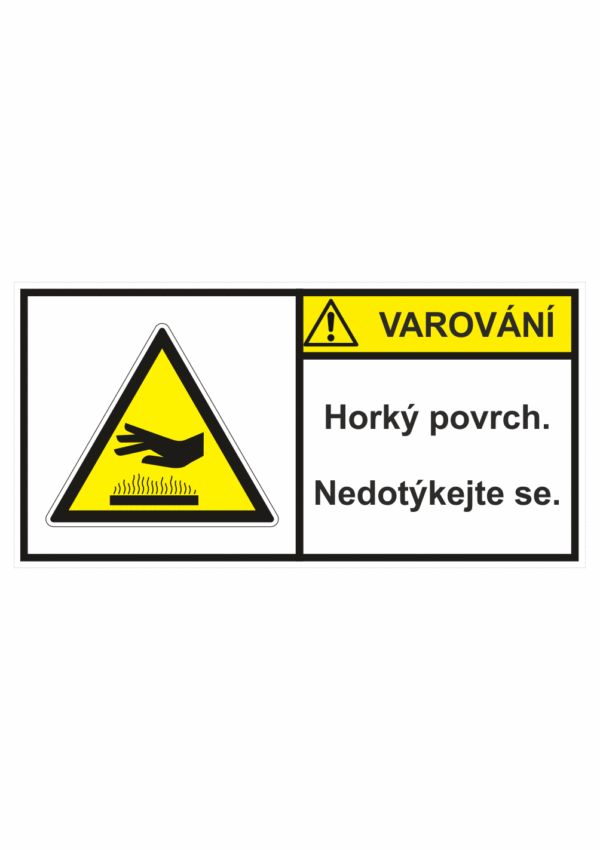 Značení strojů dle ISO 3864-2 - Varování: "Horký povrch / Nedotýkejte se."