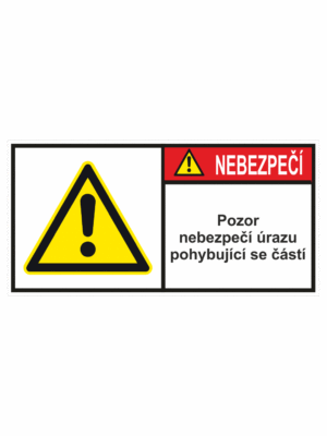 Značení strojů dle ISO 3864-2 - Nebezpečí: "Pozor nebezpečí úrazu pohybující se části!