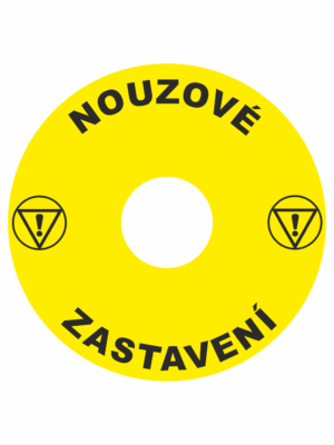 Značení strojů a zařízení - Značení nouzového zastavení: Nouzové zastavení (Výstraha)