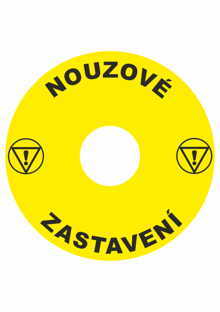 Značení strojů a zařízení - Značení nouzového zastavení: Nouzové zastavení (Výstraha)