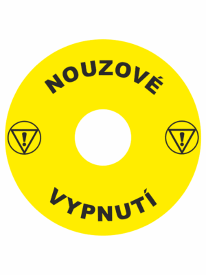 Značení strojů a zařízení - Značení nouzového zastavení: Nouzové vypnutí (Výstraha)