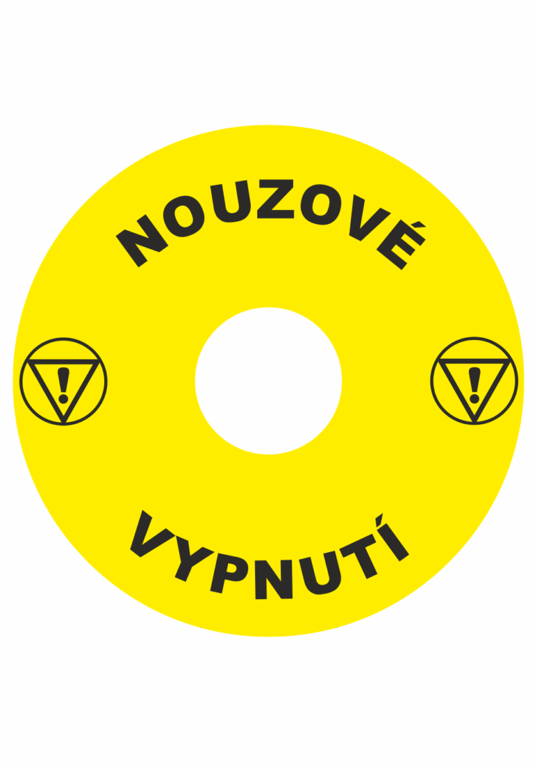 Značení strojů a zařízení - Značení nouzového zastavení: Nouzové vypnutí (Výstraha)
