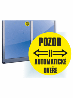 Značení budov - Značení dveří: "Pozor automatické dveře" (Oboustranné šipky)
