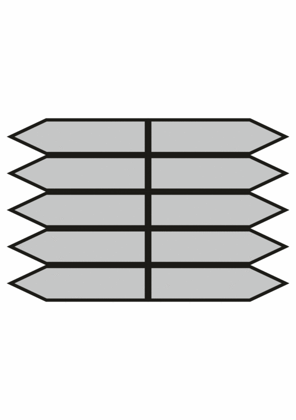 Značení dle ČSN - Jednosměrné potrubní šipky: Pára bez textu - Velikost 0