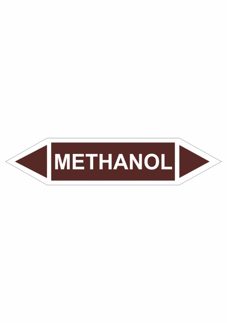Značení dle ČSN - Oboustranné potrubní šipky: Methanol