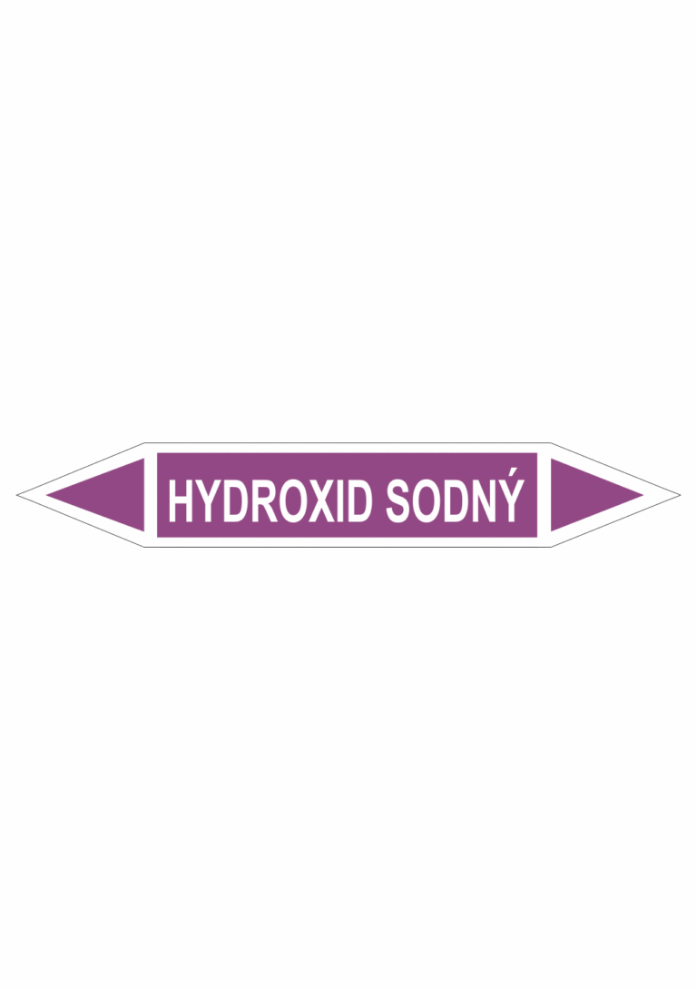 Značení dle ČSN - Oboustranné potrubní šipky: Hydroxid sodný