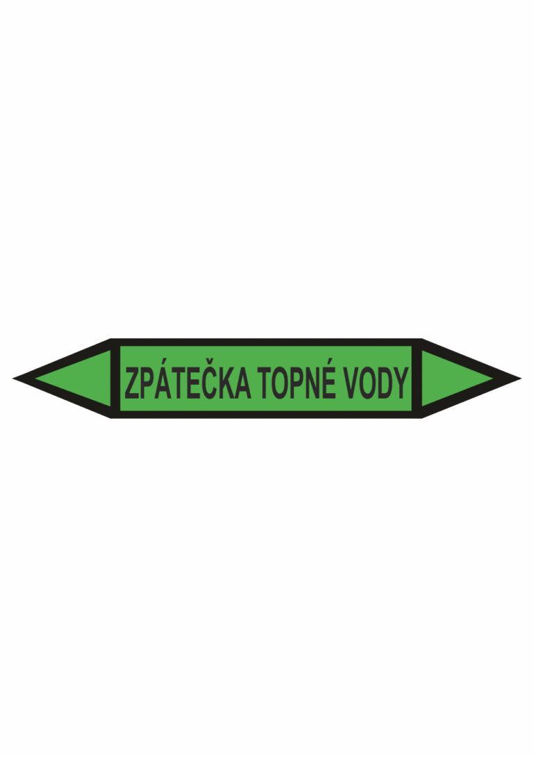 Značení dle ČSN - Oboustranné potrubní šipky: Zpátečka topné vody