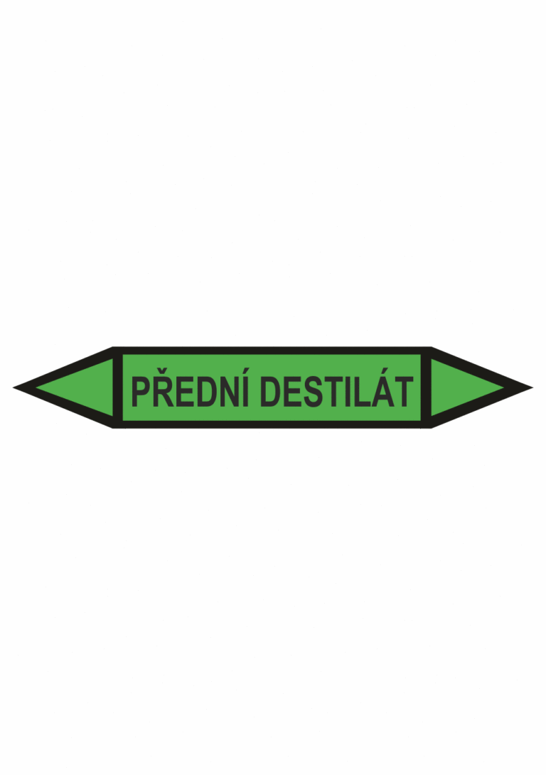 Značení dle ČSN - Oboustranné potrubní šipky: Přední destilát