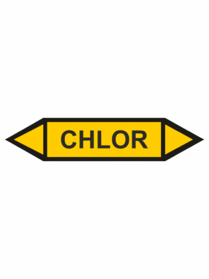 Značení dle ČSN - Oboustranné potrubní šipky: Chlor
