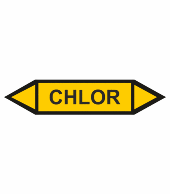 Značení dle ČSN - Oboustranné potrubní šipky: Chlor
