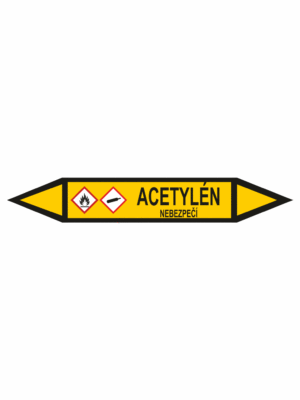 Značení dle ČSN - Potrubní šipky se symboly GHS Plyn: Acetylén