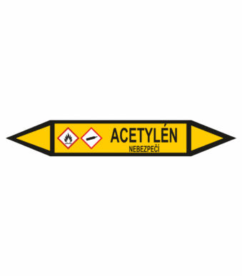 Značení dle ČSN - Potrubní šipky se symboly GHS Plyn: Acetylén