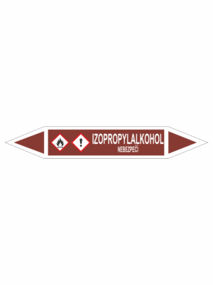 Značení dle ČSN - Oboustranné potrubní šipky se symboly GHS Tekutiny: Izopropylalkohol