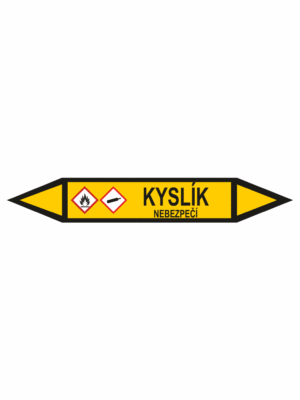 Značení dle ČSN - Potrubní šipky se symboly GHS Plyn: Kyslík