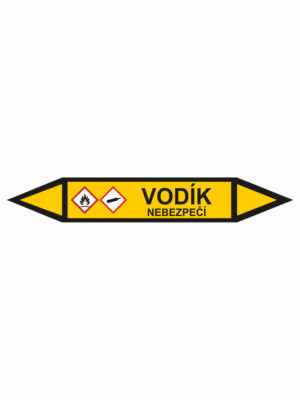 Značení dle ČSN - Potrubní šipky se symboly GHS Plyn: Vodík