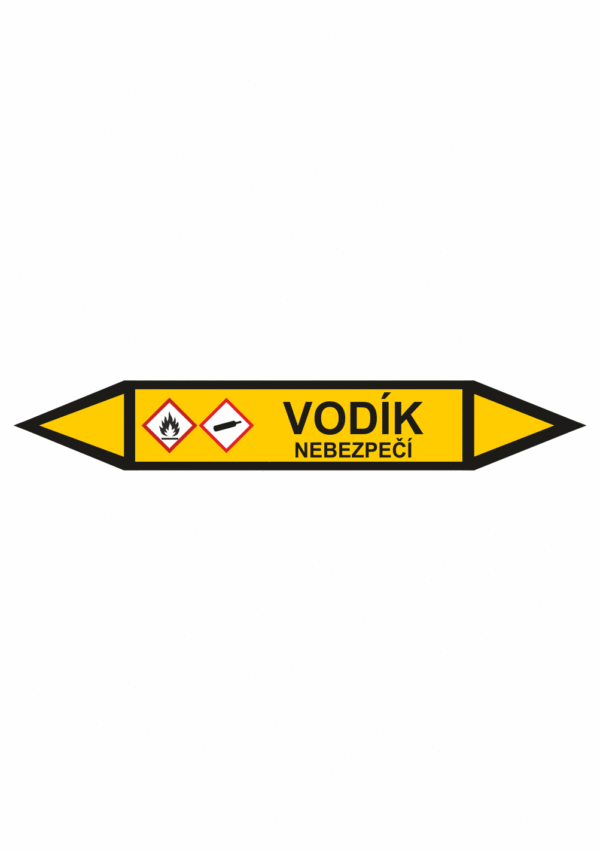 Značení dle ČSN - Potrubní šipky se symboly GHS Plyn: Vodík