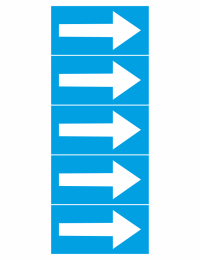 Vertical stack of five blue panels each with a white right-pointing arrow, suggesting forward navigation through steps