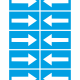 Ten blue tiles arranged in five rows of two; each tile shows a white arrow, with right-pointing arrows on the left tiles and left-pointing arrows on the right tiles.