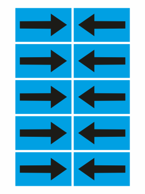 Five rows of blue tiles; in each row, the left tile shows a bold right-pointing arrow and the right tile shows a bold left-pointing arrow.