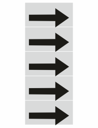 Five black right-pointing arrows stacked in light gray boxes (a vertical column).