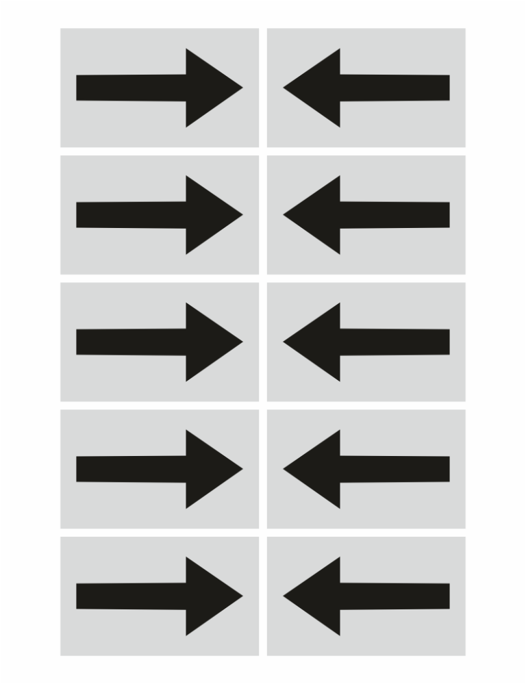 Grid of eight grey tiles with bold black arrows: left column arrows point right, right column arrows point left (bi-directional arrows).