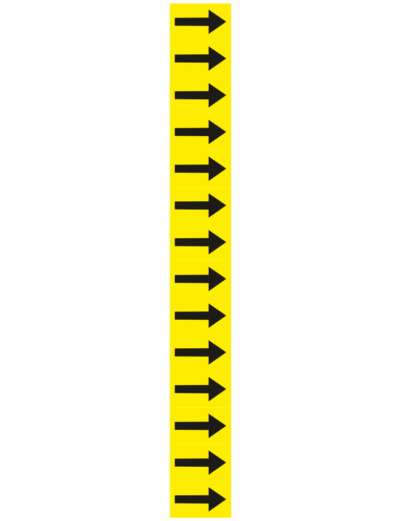 402004-25pás | KRIŽAN - safetyshop Vertical yellow strip with multiple black right-pointing arrows in a column, set against a white background.