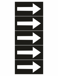 Five stacked black panels, each with a white right-pointing arrow, suggesting forward navigation or multiple steps in a sequence.