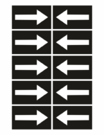 Grid of six black tiles with white arrows; left column arrows point right, right column arrows point left.