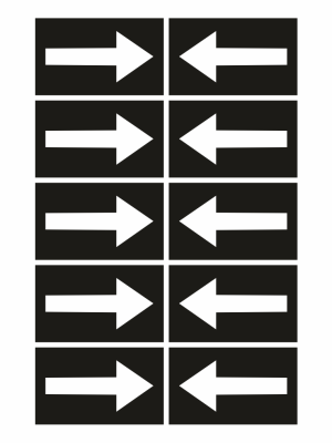 Grid of six black tiles with white arrows; left column arrows point right, right column arrows point left.