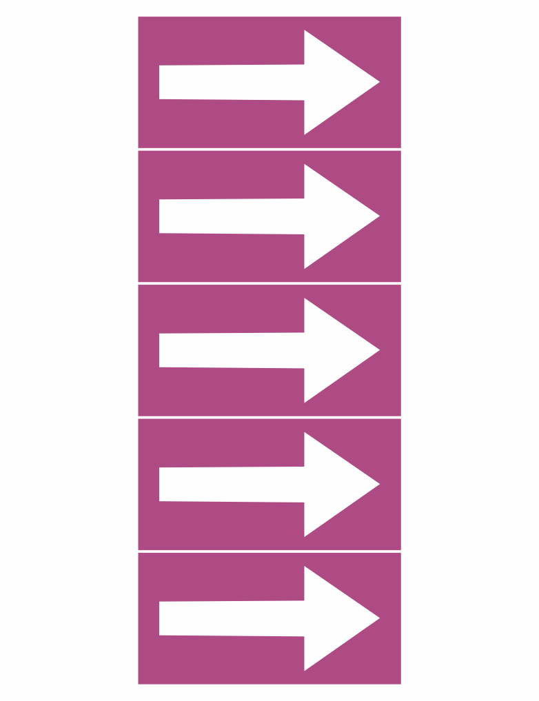 402105-100 | KRIŽAN - safetyshop Five stacked purple panels, each with a white right-pointing arrow, suggesting forward navigation or next steps.