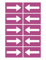 Two-column grid of purple tiles; left column shows white right-pointing arrows, right column shows white left-pointing arrows, across six rows (bidirectional arrows). Your interface may imply back-and-forth navigation or toggle.