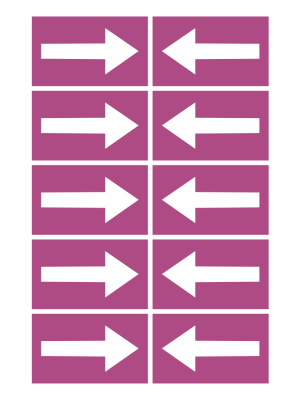 Two-column grid of purple tiles; left column shows white right-pointing arrows, right column shows white left-pointing arrows, across six rows (bidirectional arrows). Your interface may imply back-and-forth navigation or toggle.