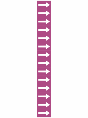 Vertical column of white right-pointing arrows on a magenta background.