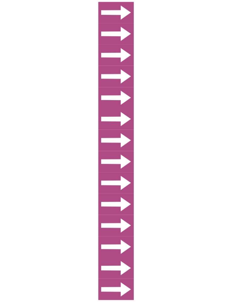 Vertical column of white right-pointing arrows on a magenta background.