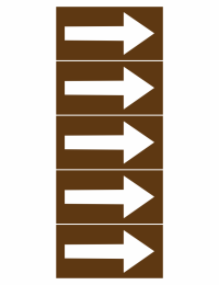Five vertically stacked brown panels, each with a large white right-pointing arrow (suggesting a sequence of 'Next' actions).